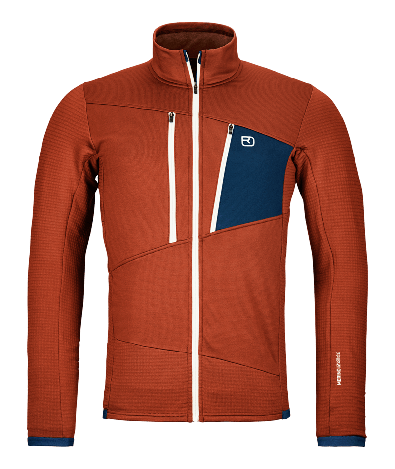 "FLEECE GRID JACKET M" - "clay orange"