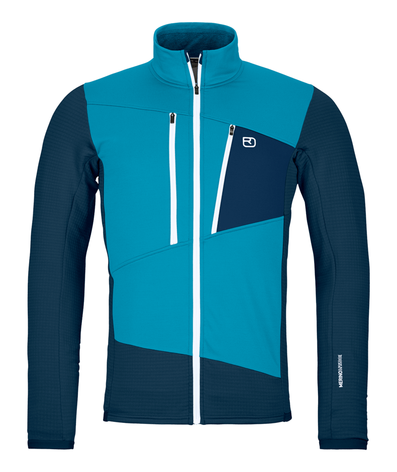 "FLEECE GRID JACKET M" - "mountain blue"