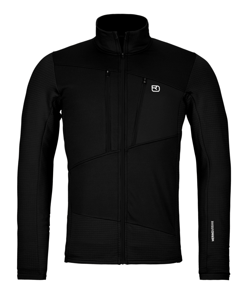 "FLEECE GRID JACKET M" - "black raven"