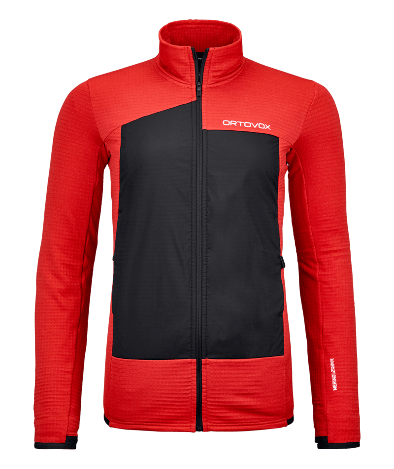 "RESCUE FLEECE GRID JACKET W" - "rescue red"