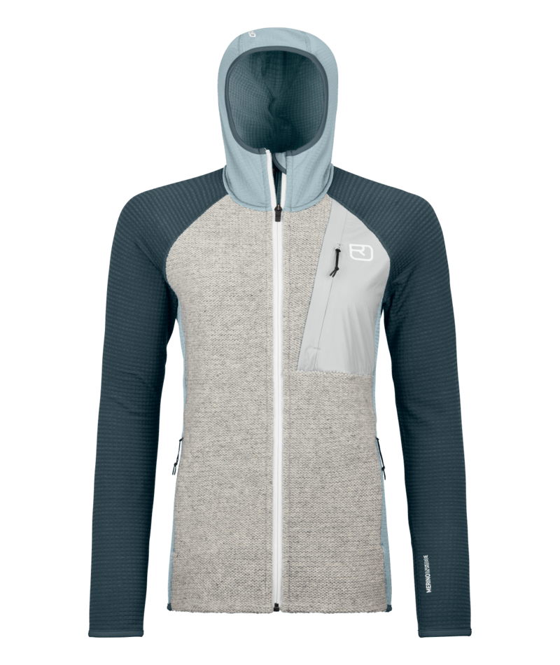 "FLEECE GP CLASSIC KNIT HOODY W" - "glacier grey"