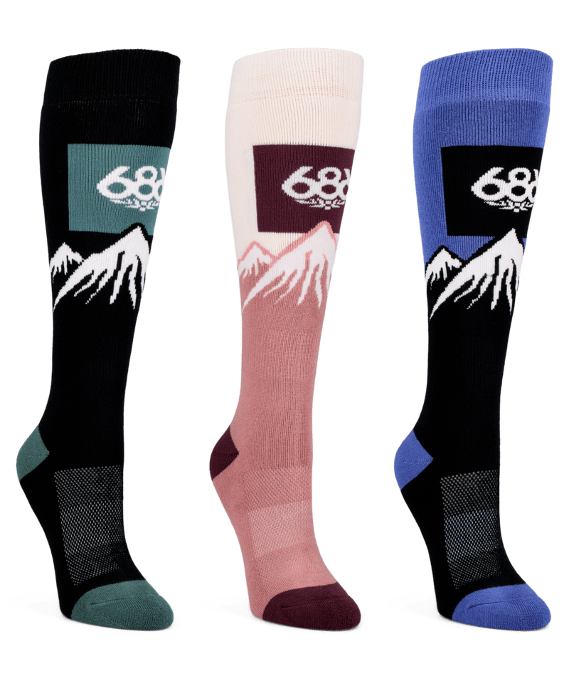 686 WOMENS SNOW CAPS SOCK 3-PACK - ASSORTED 2