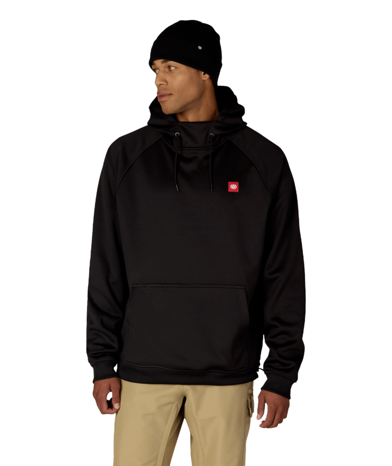 MENS BONDED FLEECE HOODY - BLACK RED