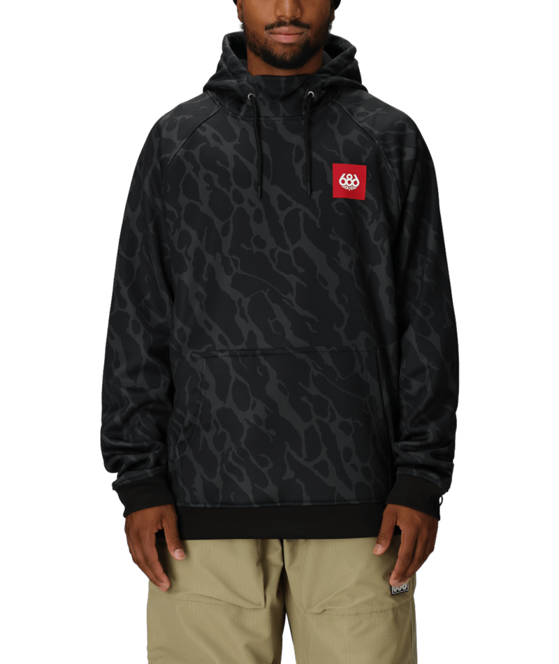 MENS BONDED FLEECE HOODY - BLACK FRACTURE PRINT