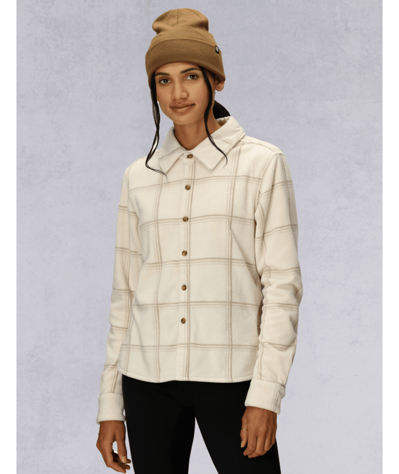 WOMENS SIERRA NEVADA FLEECE BUTTON UP - LIMESTONE PLAID