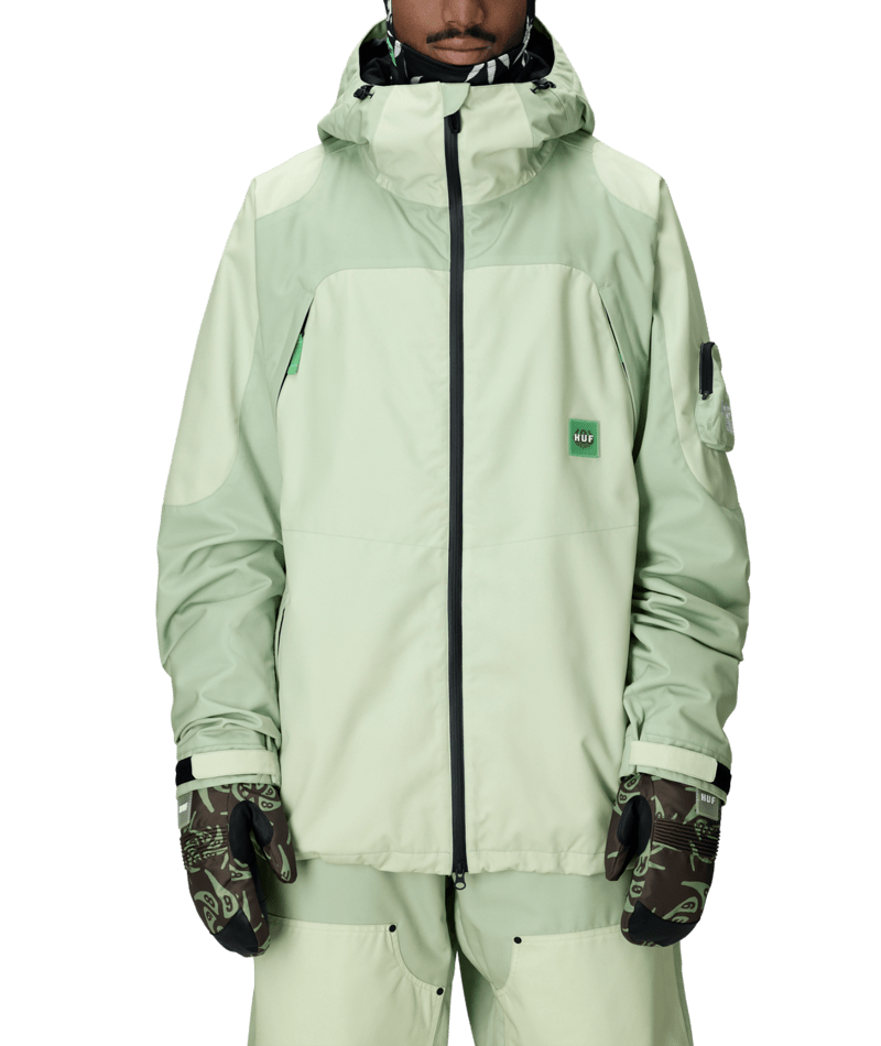 MENS 686 HUF DOUBLE H SHELL JACKET - HUF GREEN COLORBLOCK