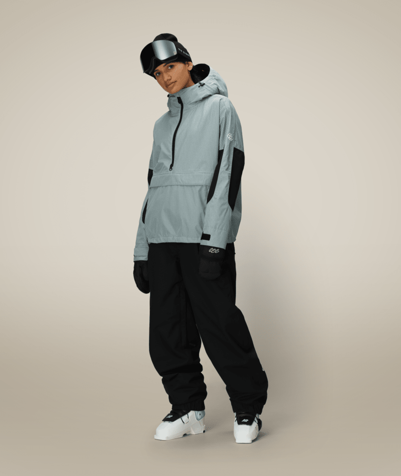 WOMENS OUTLINE™ SHELL ANORAK - DUSTY MARINE GRID
