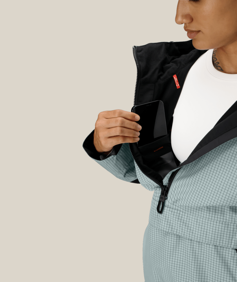 WOMENS OUTLINE™ SHELL ANORAK - DUSTY MARINE GRID