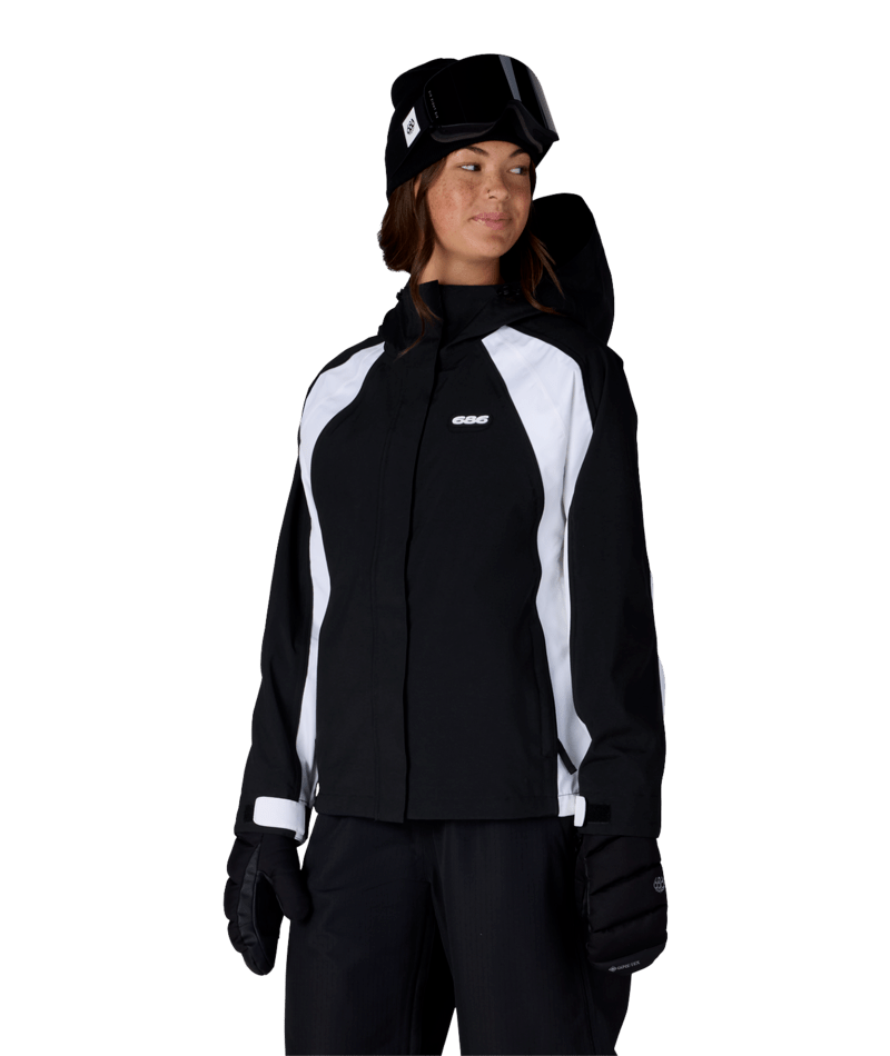 WOMENS HOLOGRAM™ SHELL JACKET - BLACK WHITE COLORBLOCK