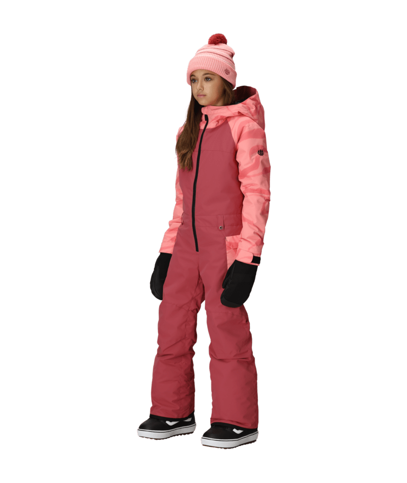 GIRLS SHINE INSULATED ONE-PIECE - ROSEWOOD COLORBLOCK