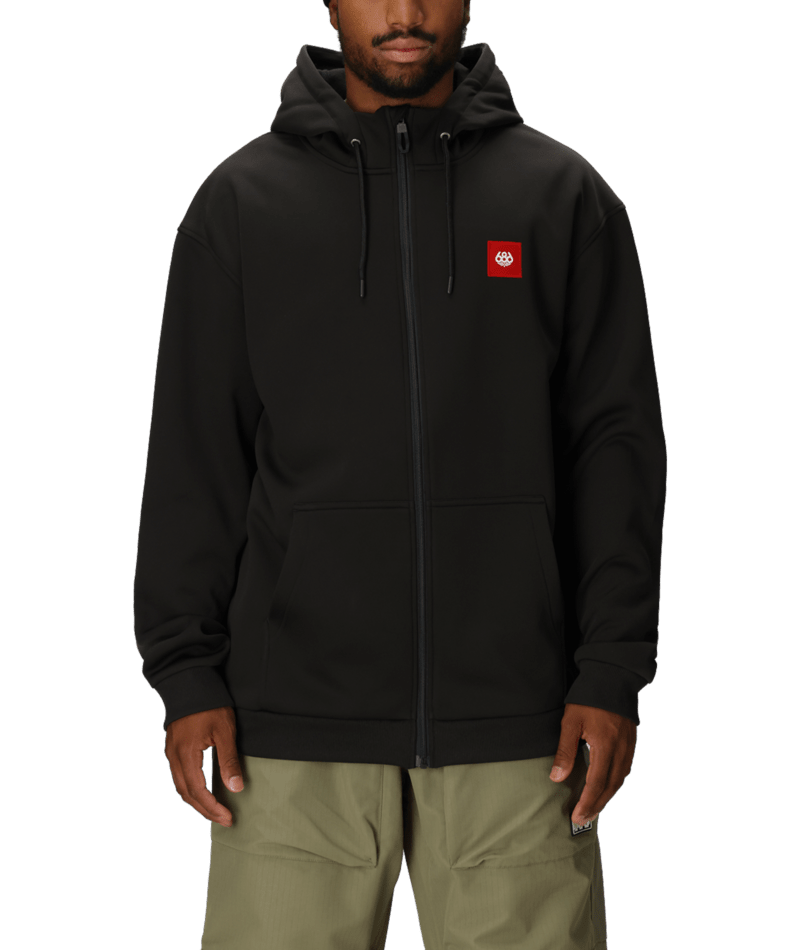 MENS BONDED FLEECE ZIP HOODY - BLACK