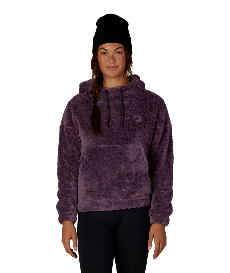 WOMENS SHERPA HOODY - BLACK PLUM