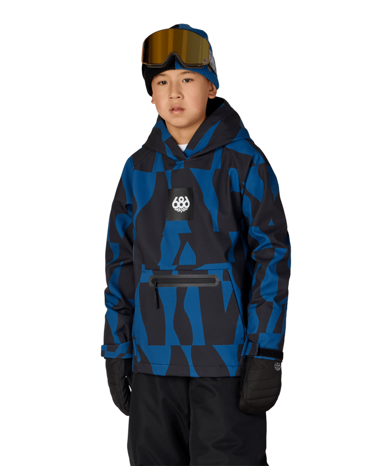 YOUTH WATERPROOF HOODY - BLUE ASH SHAPES