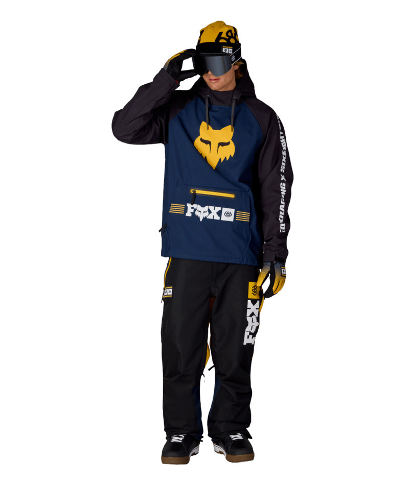 MENS FOX RACING WATERPROOF HOODY - FOX NAVY COLORBLOCK