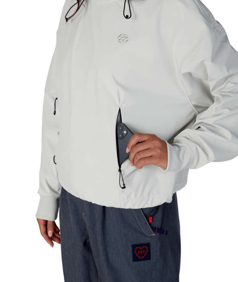 WOMENS WATERPROOF TEAM CROP HOODY - LIMESTONE