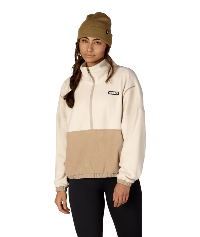 WOMENS CHIMAY FLEECE ANORAK - LIMESTONE COLORBLOCK