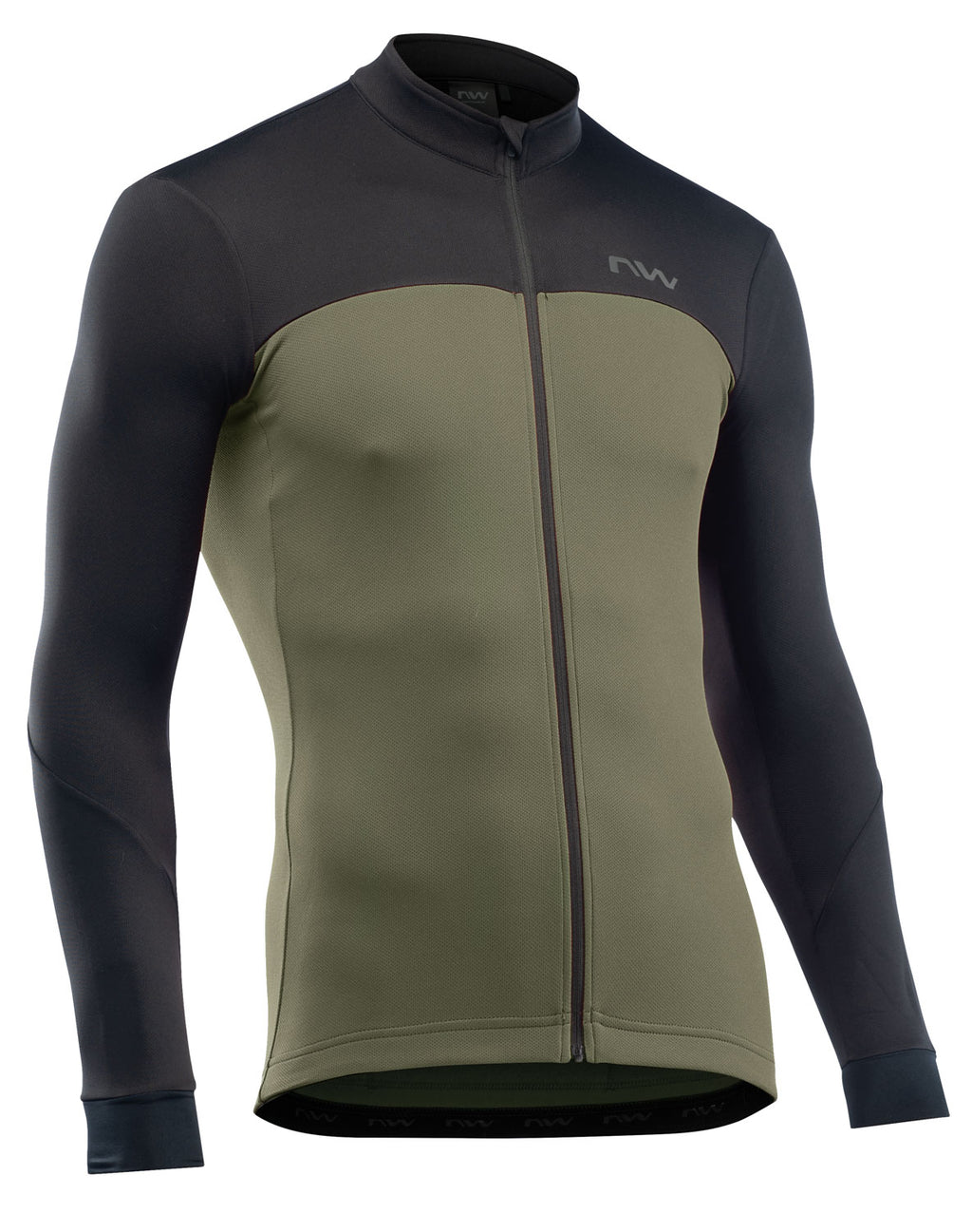 FORCE 2 JERSEY LS FULL ZIP - BLACK/FOREST GREEN
