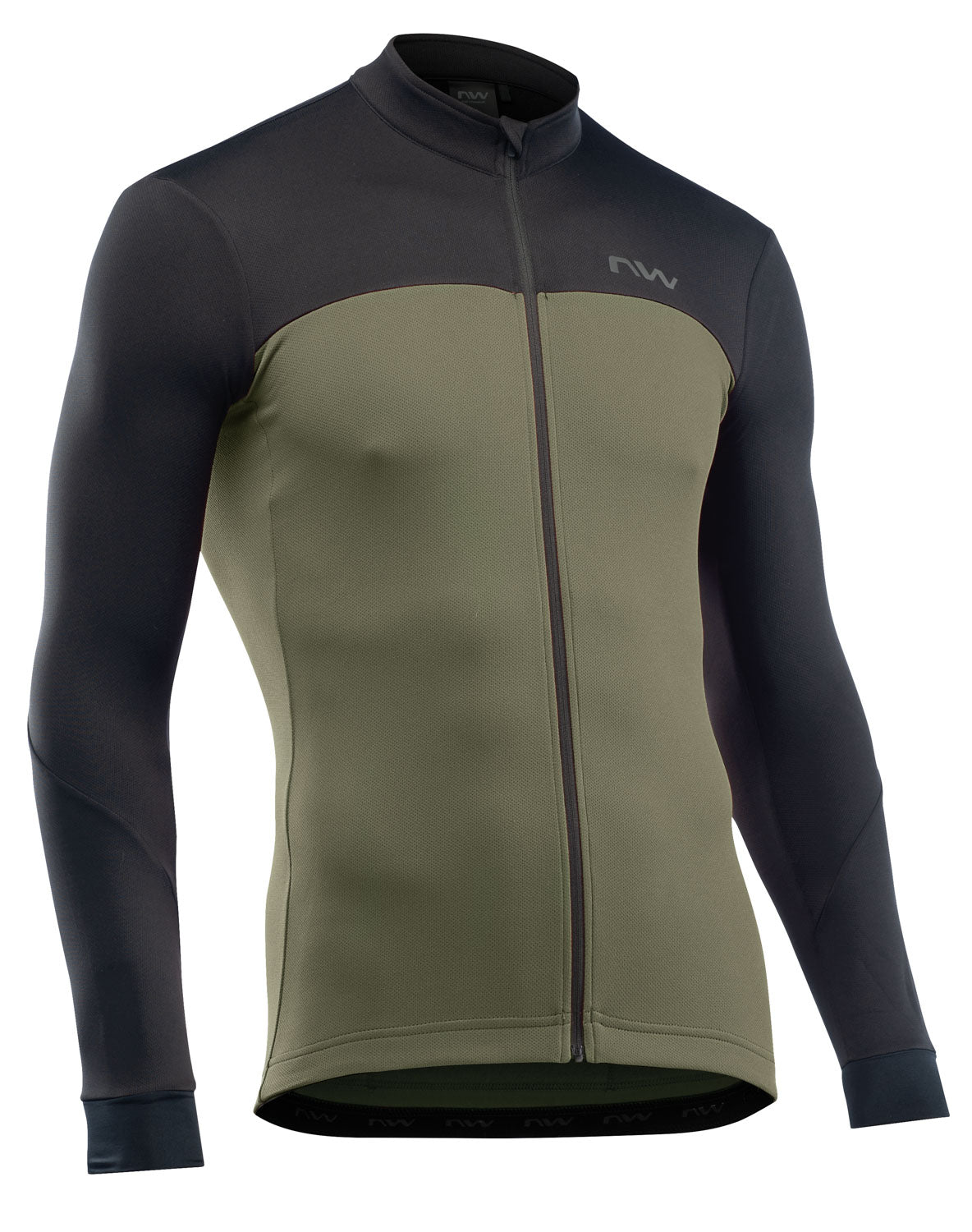 FORCE 2 JERSEY LS FULL ZIP - BLACK/FOREST GREEN