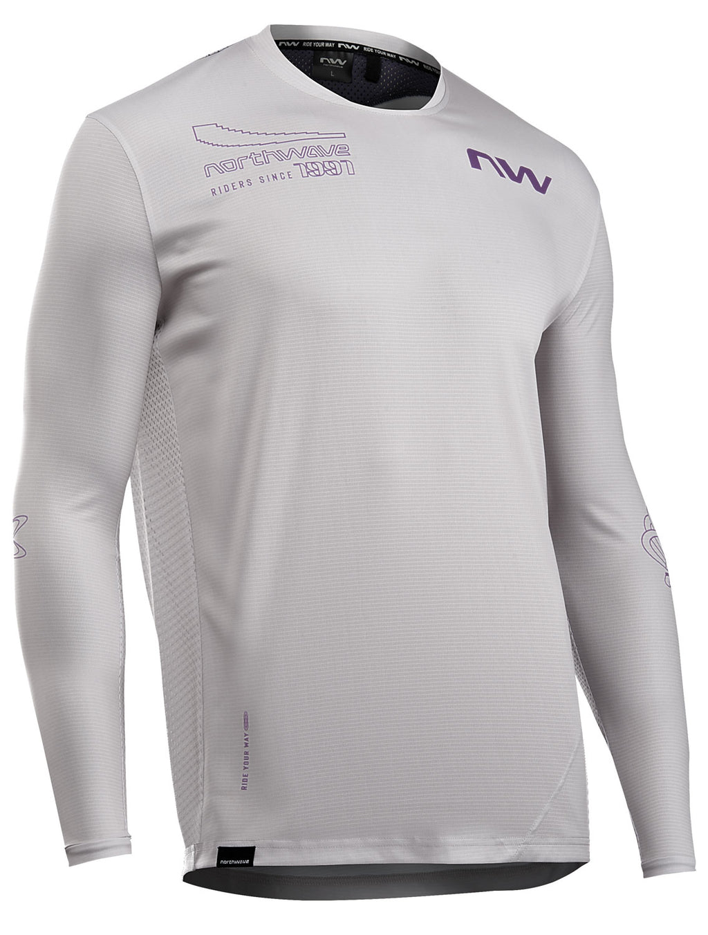 EDGE 2 JERSEY LONG SLEEVE - LIGHT GREY/DARK PURPLE