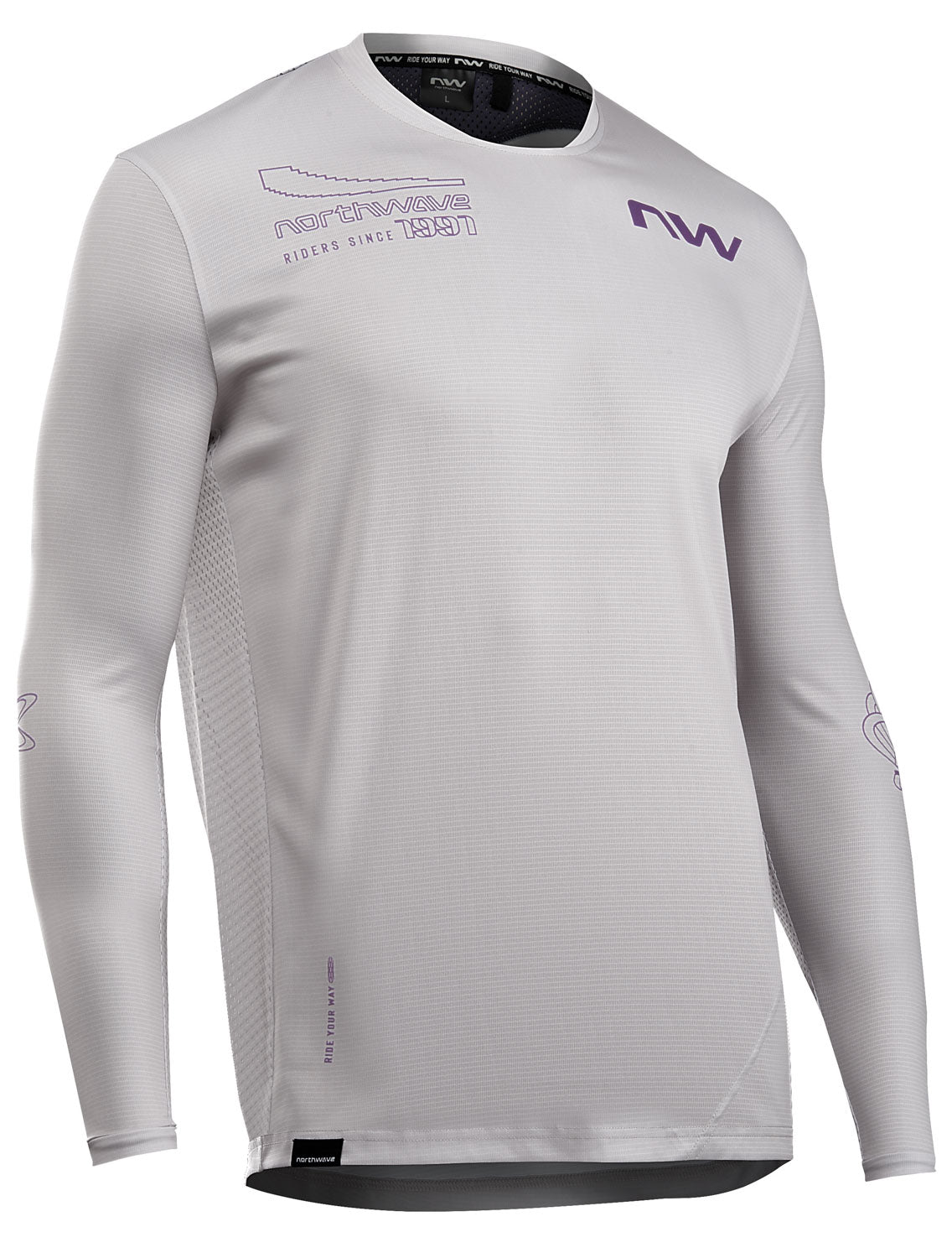 EDGE 2 JERSEY LONG SLEEVE - LIGHT GREY/DARK PURPLE