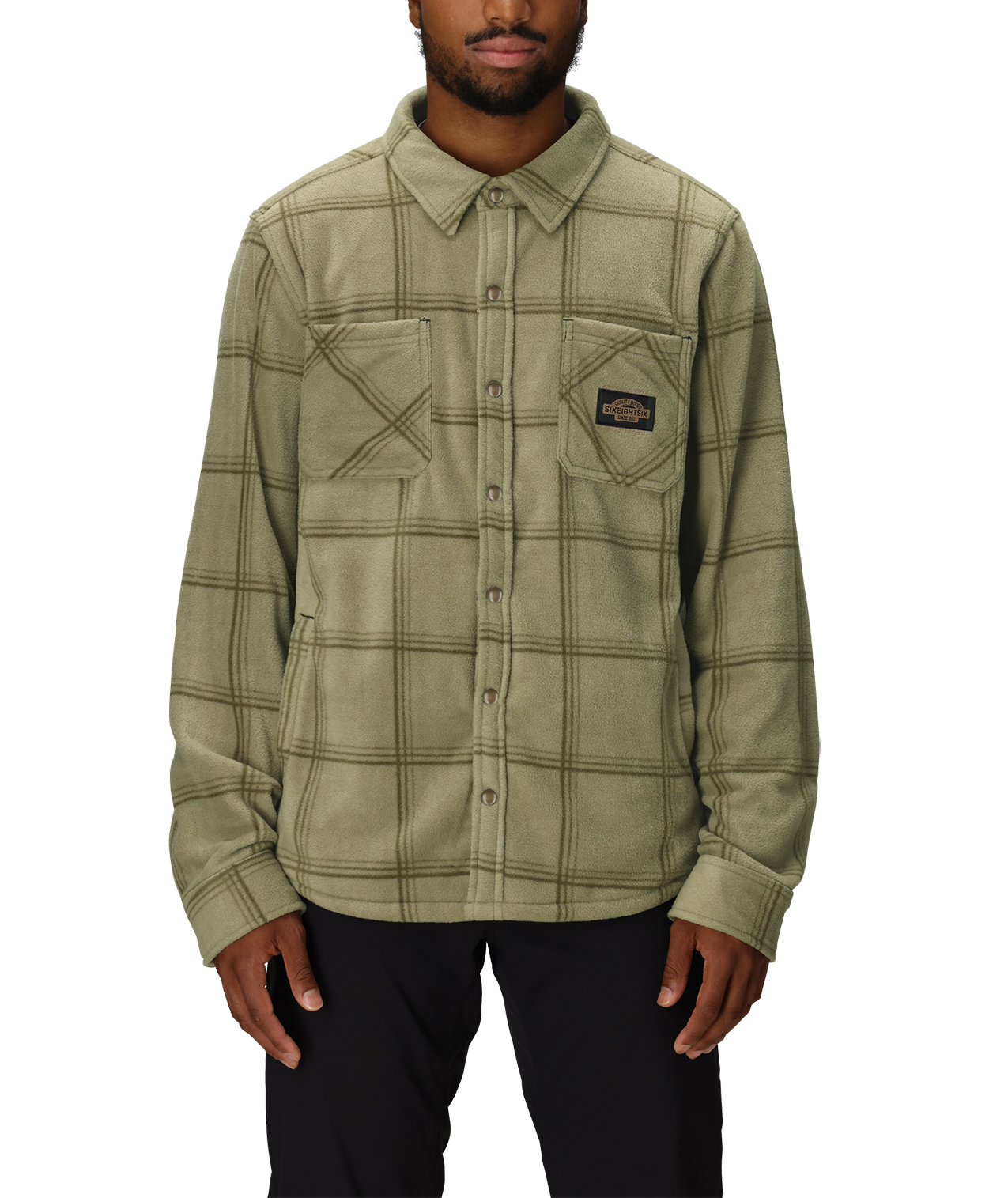Men's Sierra Fleece Flannel - SAGE BLACK PLAID