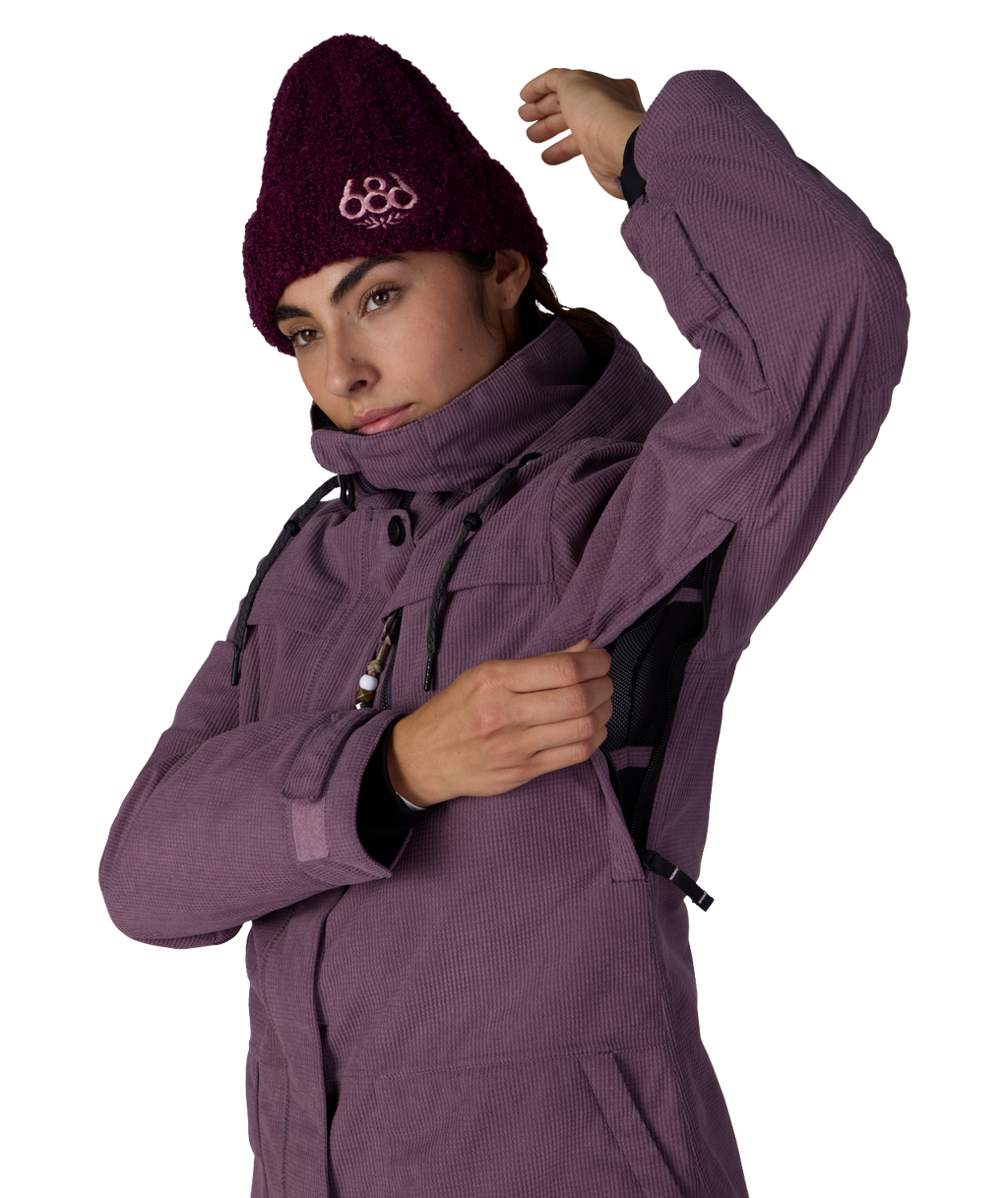 WOMENS SPIRIT™ INSULATED JACKET - BLACK PLUM GRID CORDUROY