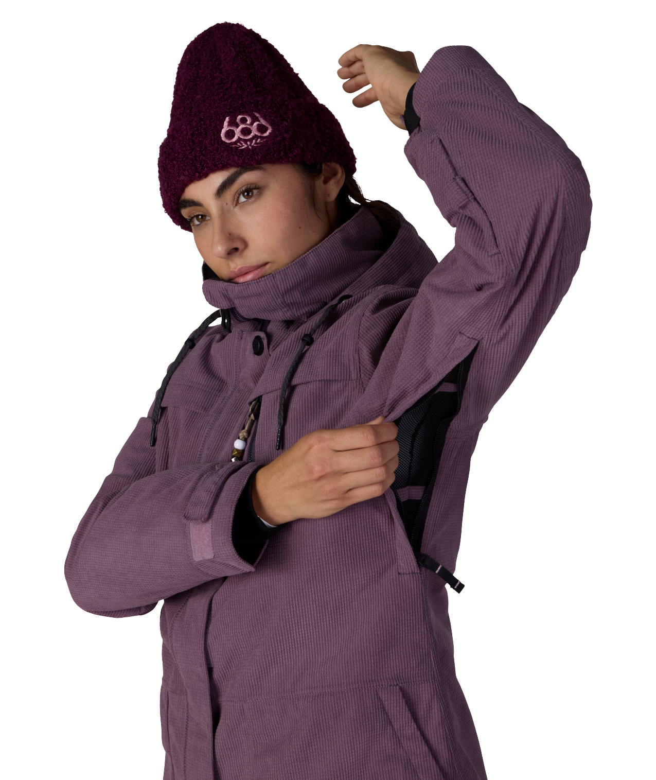 WOMENS SPIRIT™ INSULATED JACKET - BLACK PLUM GRID CORDUROY
