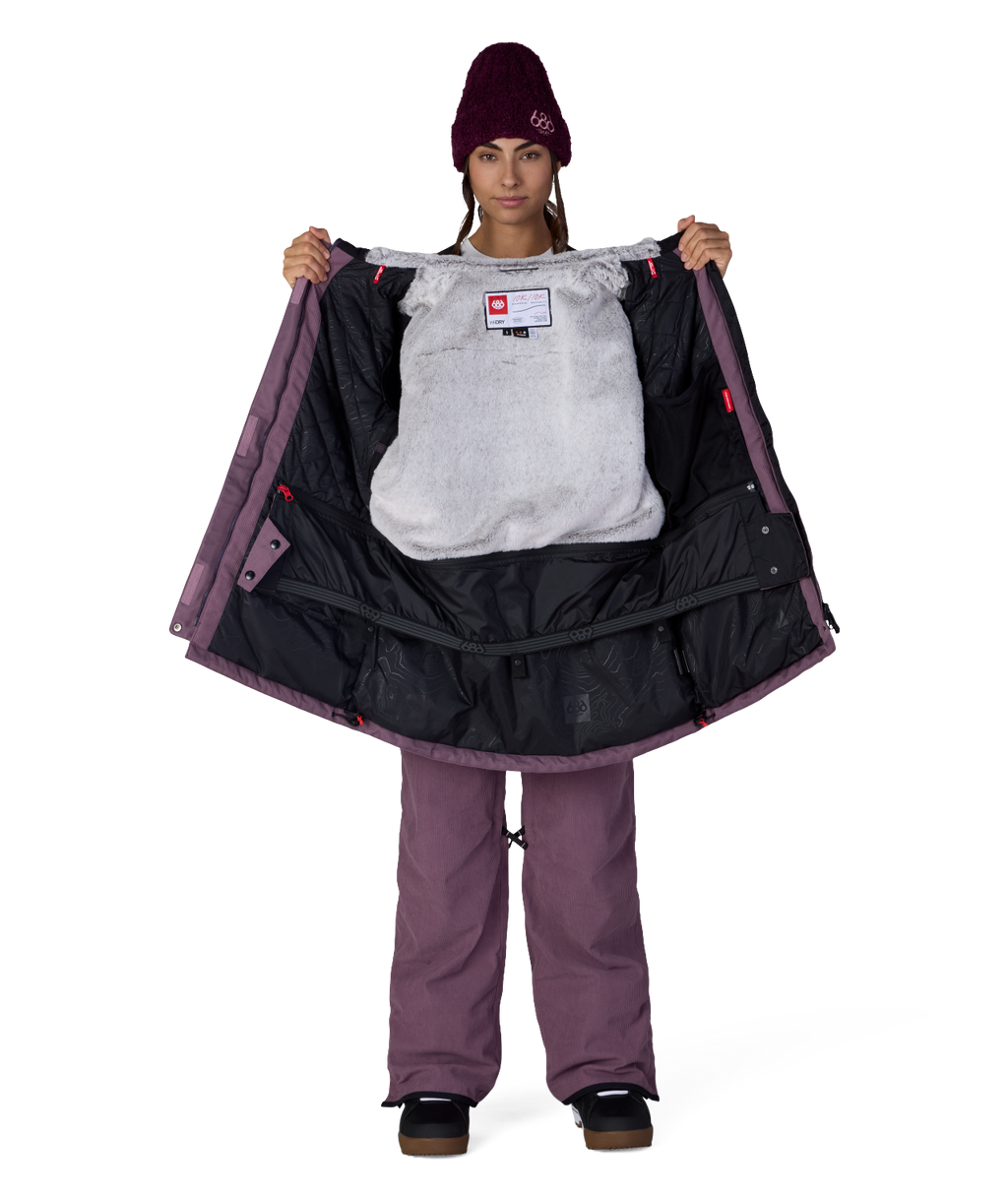 WOMENS SPIRIT™ INSULATED JACKET - BLACK PLUM GRID CORDUROY