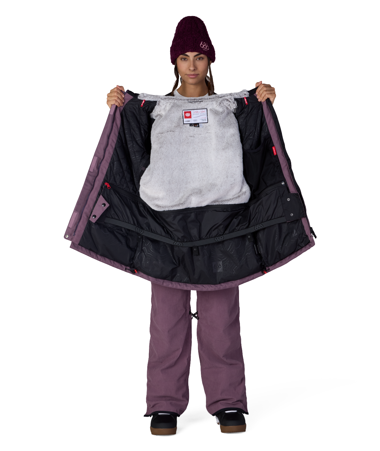 WOMENS SPIRIT™ INSULATED JACKET - BLACK PLUM GRID CORDUROY