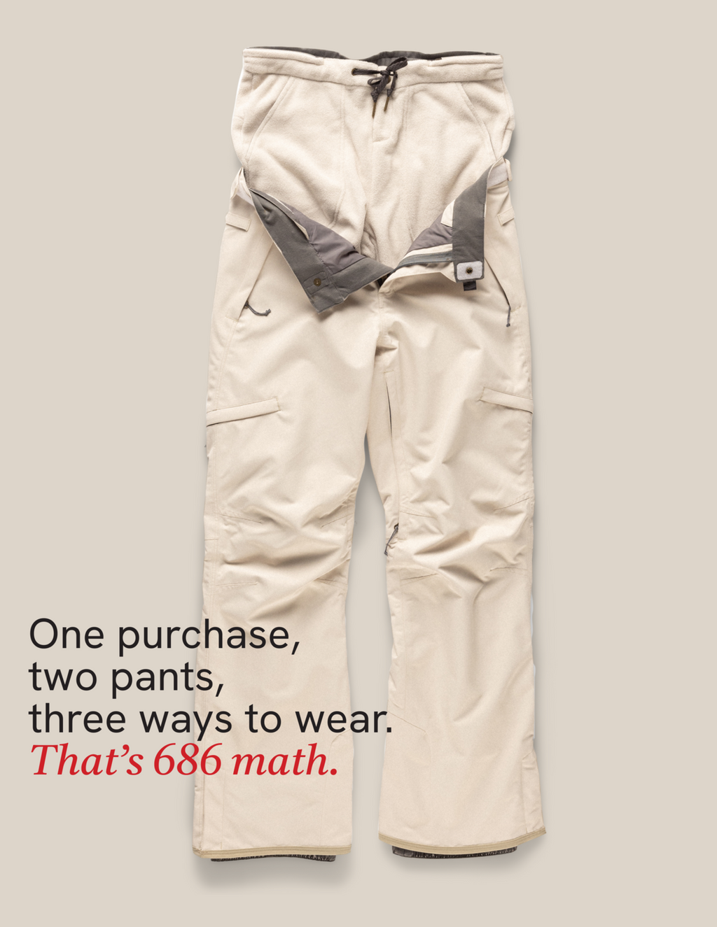 WOMENS SMARTY® 3-IN-1 CARGO PANT - LIMESTONE