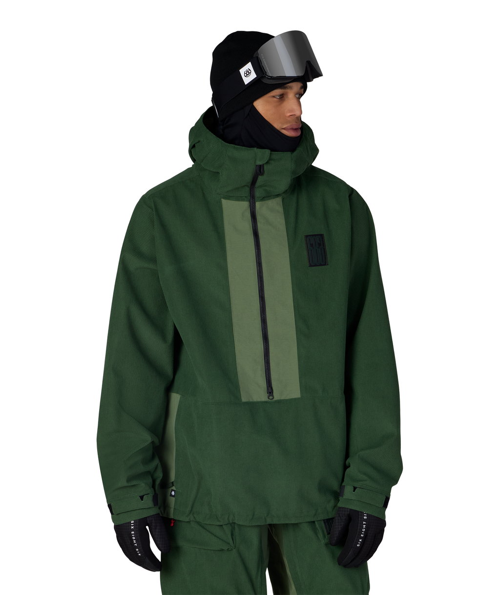 MENS GHOST™ 2.5L ANORAK - MOSS GREEN GRID CORDUROY
