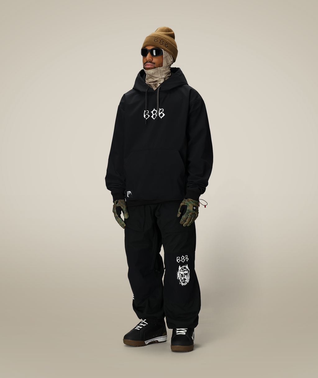 MENS WATERPROOF TEAM HOODY - BLACK PRINT