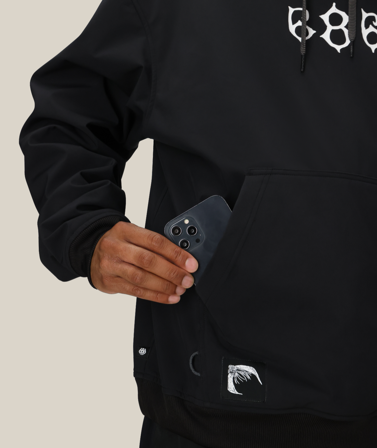 MENS WATERPROOF TEAM HOODY - BLACK PRINT