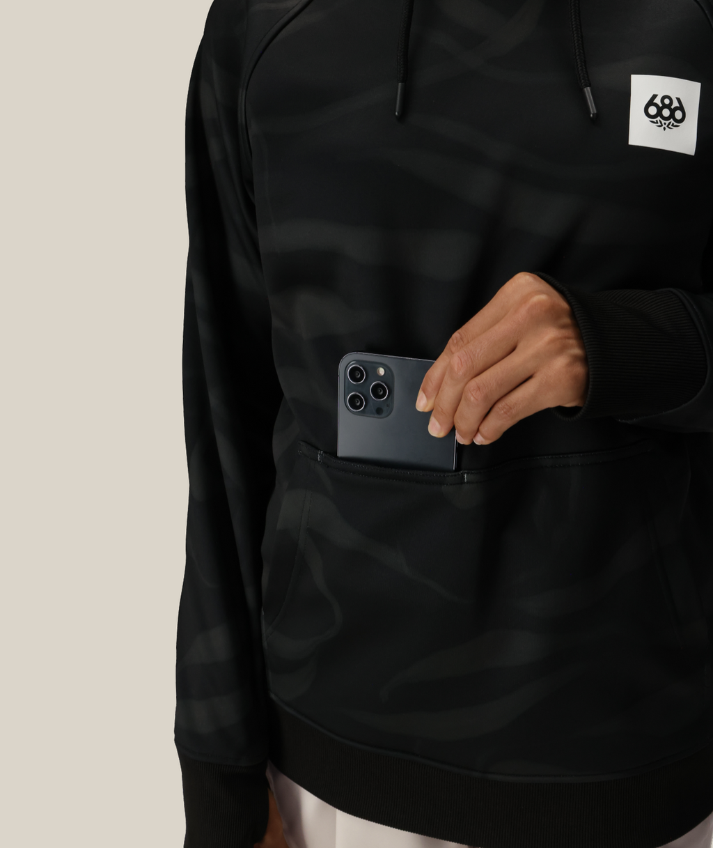 Women's Bonded Fleece Pullover Hoody - BLACK VAPORS
