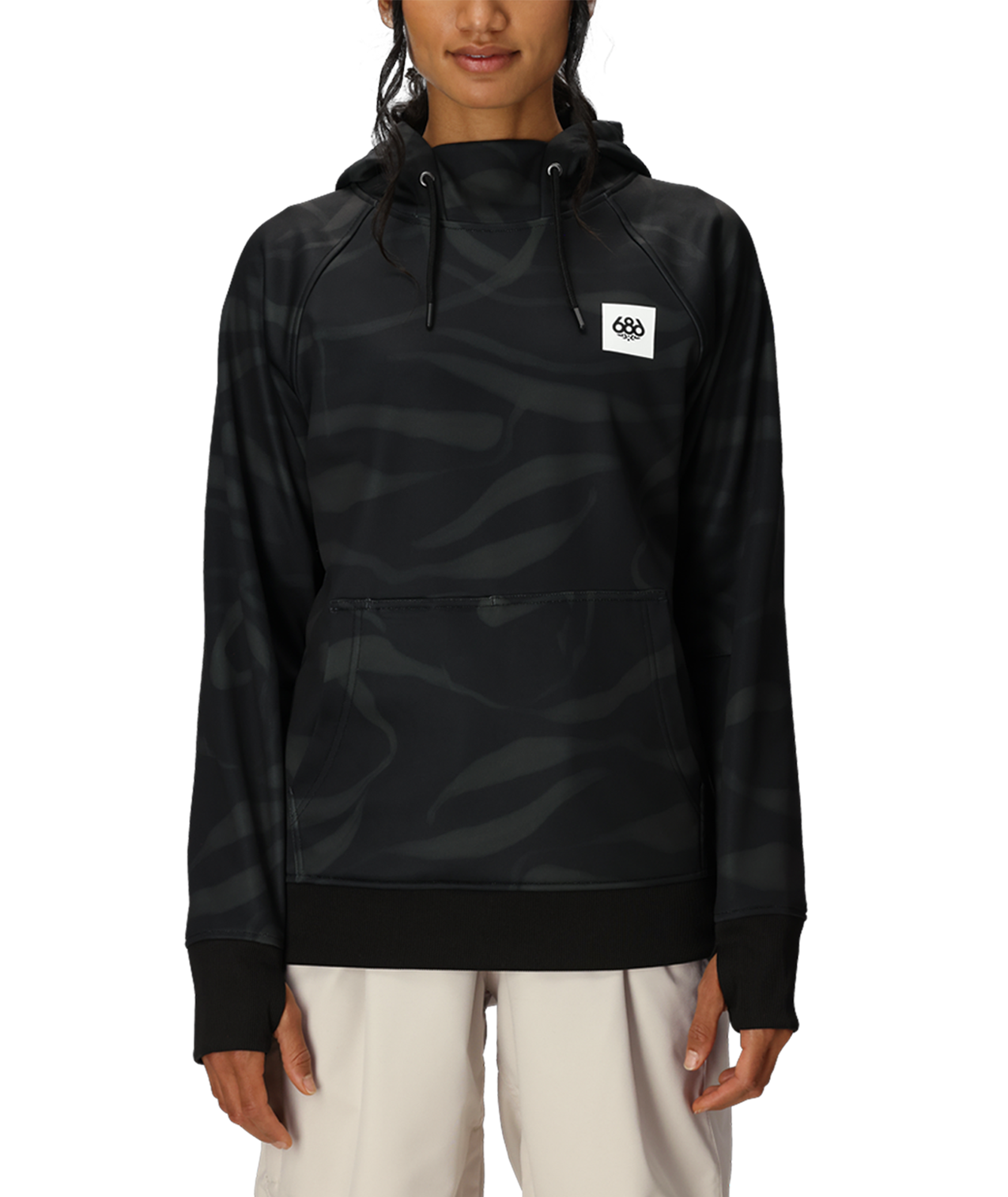 Women's Bonded Fleece Pullover Hoody - BLACK VAPORS