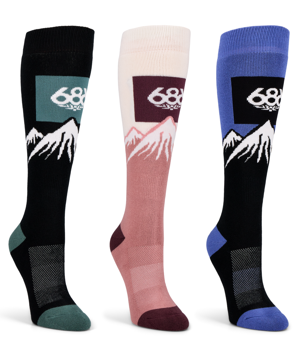 686 WOMENS SNOW CAPS SOCK 3-PACK - ASSORTED 2