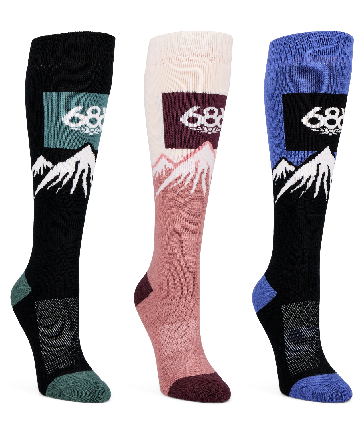 686 WOMENS SNOW CAPS SOCK 3-PACK - ASSORTED 2