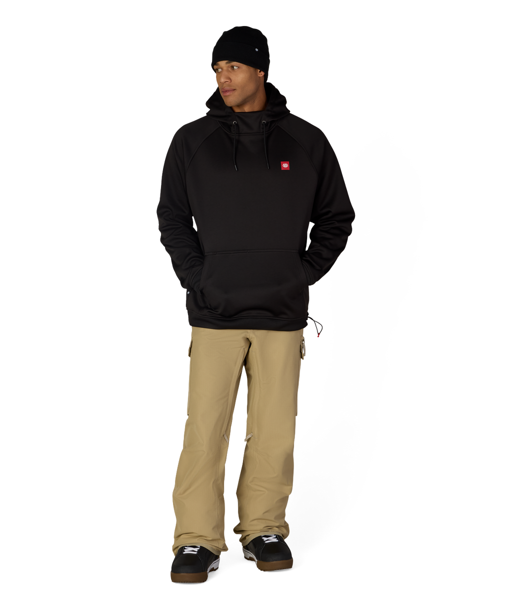 MENS BONDED FLEECE HOODY - BLACK RED