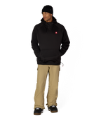 MENS BONDED FLEECE HOODY - BLACK RED