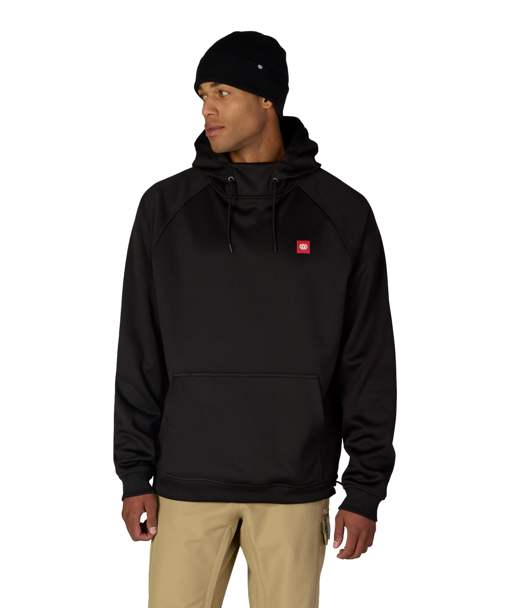 MENS BONDED FLEECE HOODY - BLACK RED