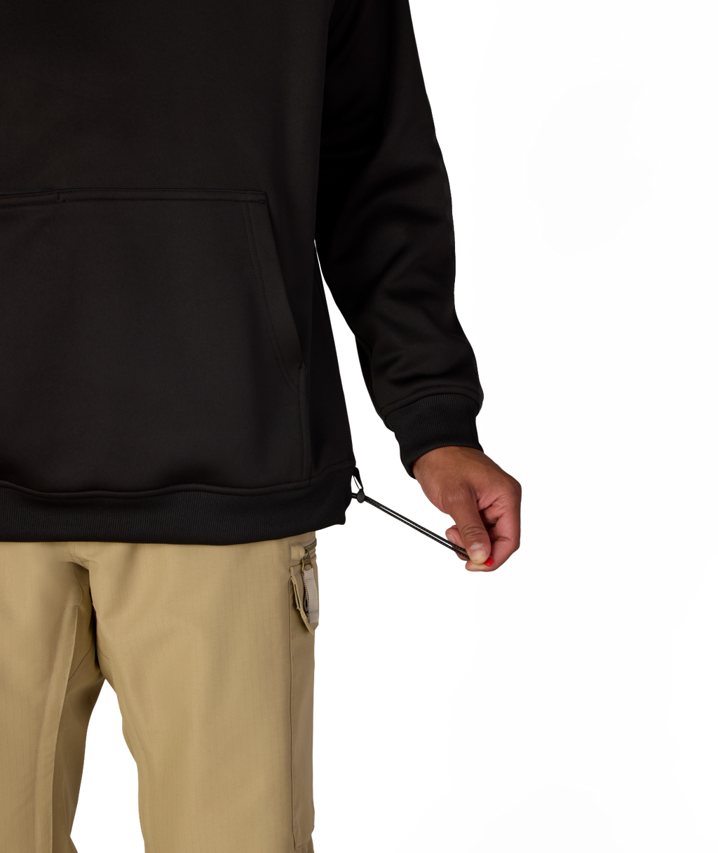 MENS BONDED FLEECE HOODY - BLACK RED