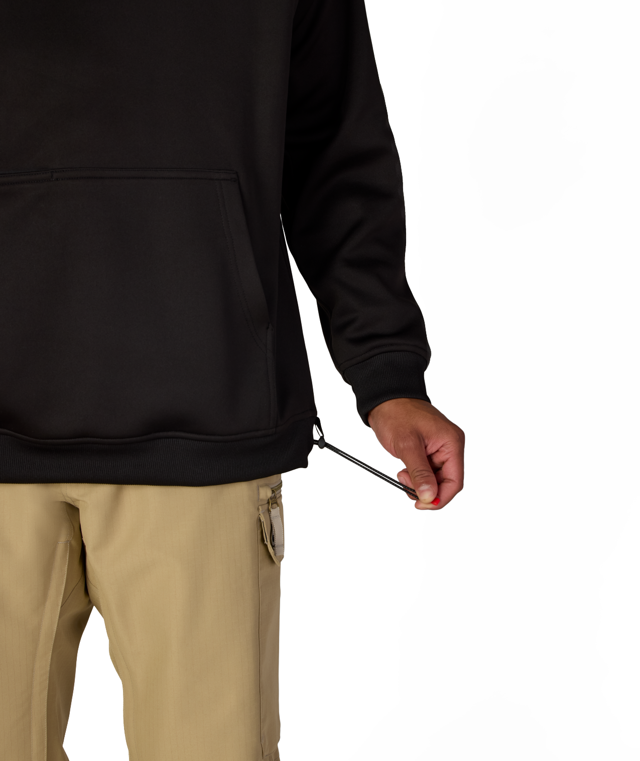 MENS BONDED FLEECE HOODY - BLACK RED