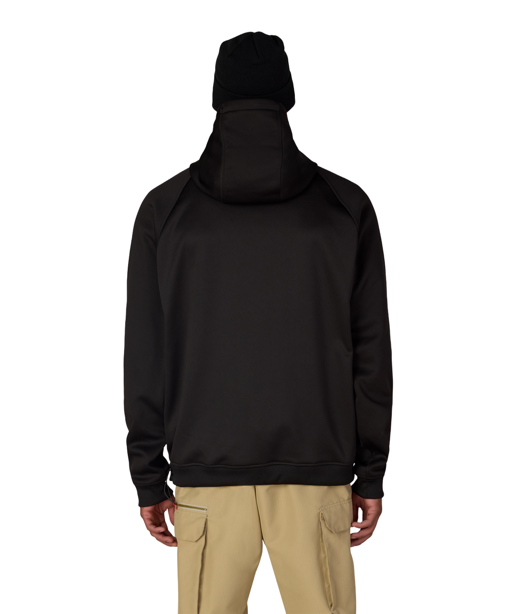 MENS BONDED FLEECE HOODY - BLACK RED