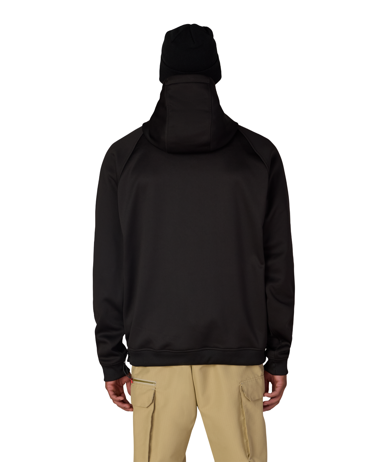 MENS BONDED FLEECE HOODY - BLACK RED