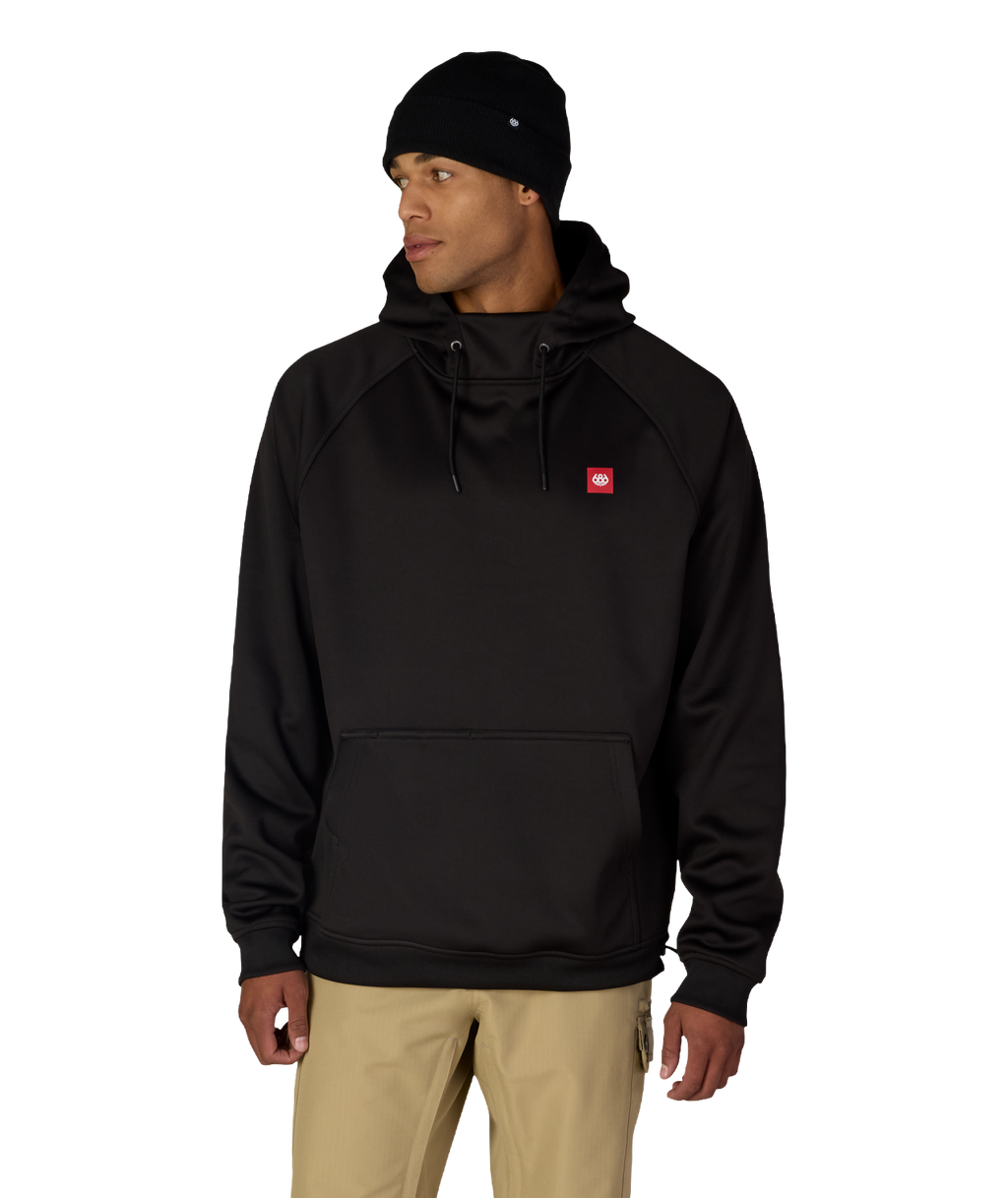 MENS BONDED FLEECE HOODY - BLACK RED