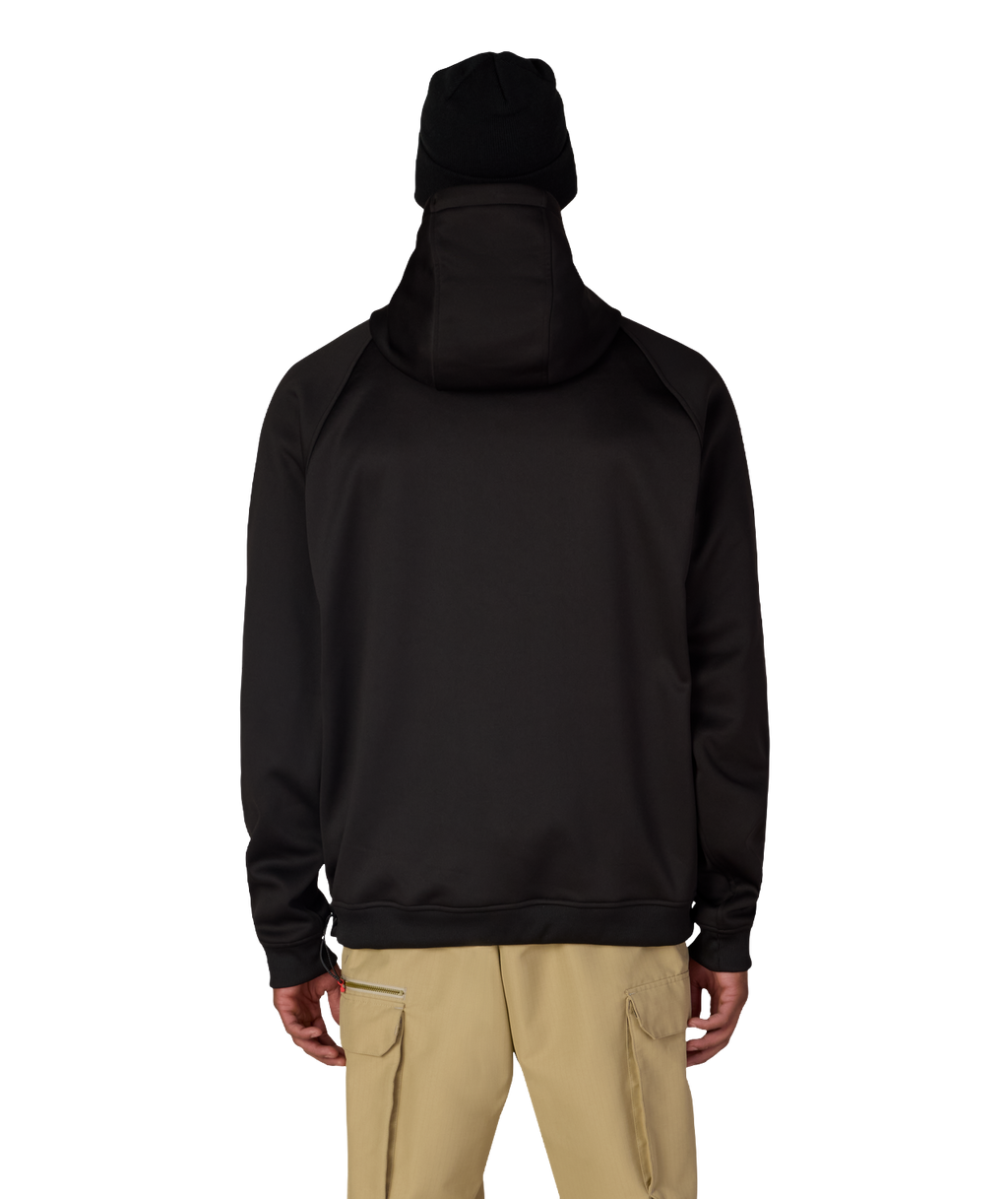 MENS BONDED FLEECE HOODY - BLACK RED