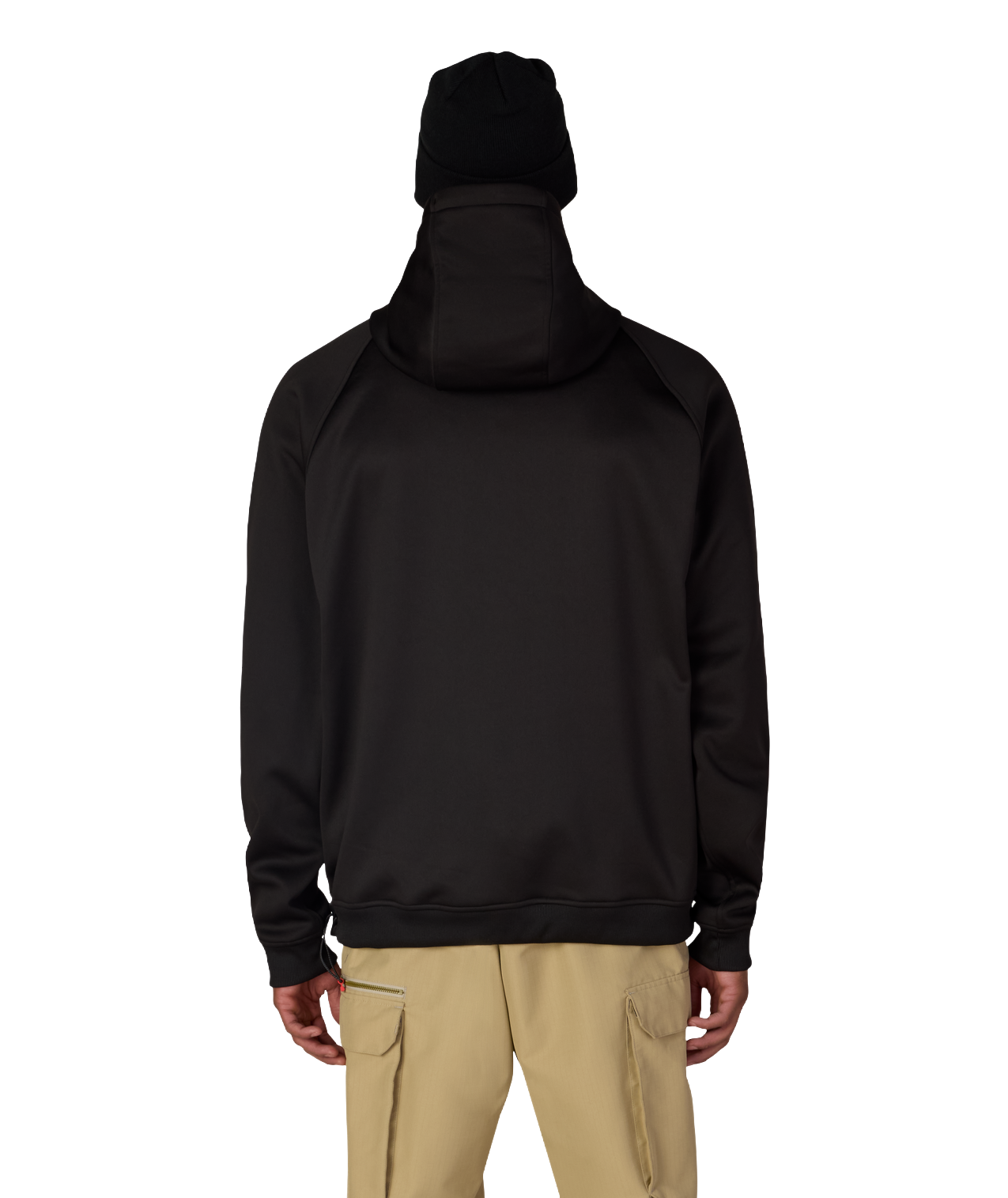 MENS BONDED FLEECE HOODY - BLACK RED