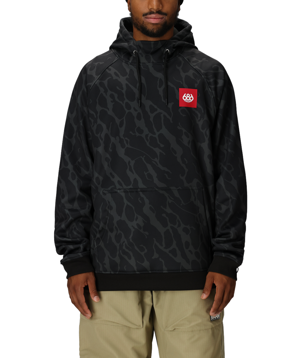 MENS BONDED FLEECE HOODY - BLACK FRACTURE PRINT