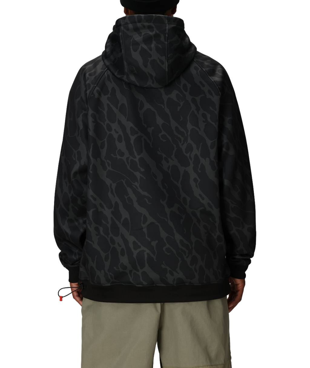 MENS BONDED FLEECE HOODY - BLACK FRACTURE PRINT