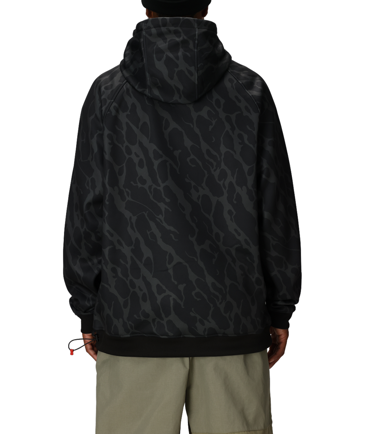 MENS BONDED FLEECE HOODY - BLACK FRACTURE PRINT
